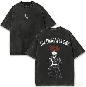 Jujutsu Kaisen Ryomen Sukuna The Disgraced One Vintage Washed Oversized T-Shirt, Curse King Anime Manga Graphic Tee, Unisex Streetwear Casual Gym Tops, Perfect Gift for JJK Anime Fans