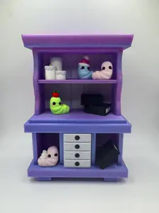 3D Printed Mini Bookshelf with Magnetic Bookworms, Books & Candle Set – Perfect Gift for Book Lovers – 4”L x 2.25”W x 6.75”H