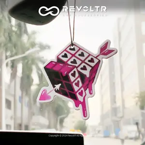 Pink Love Cube Car Hanging Ornament, Cute Arrow Cube Car Rearview Mirror Decoration, Creative Car Interior Pendant, For Living Room, Bedroom, Clothes Closet, Home