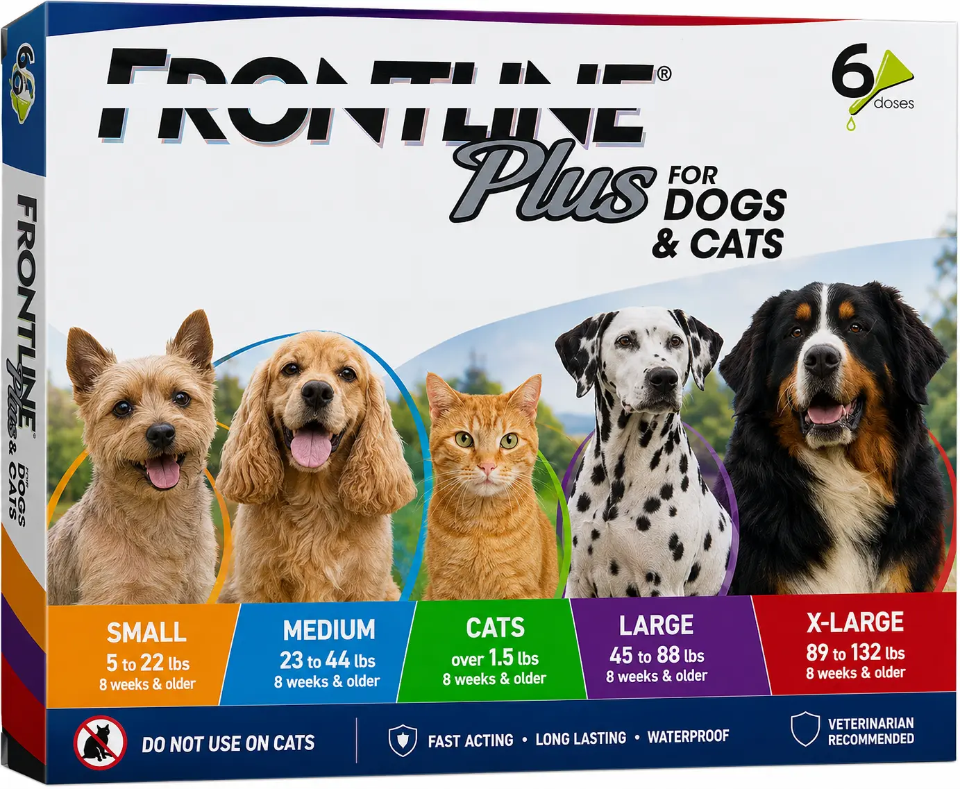 FrontPlus Dog And Cat Flc and Tik Control, 6 Months of Protection, Waterproof, 6 Count, Full Sizes