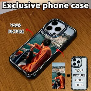 Custom Photo Phone Case – Please Send Image After Purchase.Custom Photo Phone Case with Diamond-Embellished Frame & Full Print – Black/White (2 Colors), Shockproof, Scratch-Resistant, Slim Fit for iPhone 17/16/15/14/13/12/11 All Pro/Plus/Max Models.