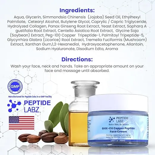 GHK-Cu Copper Peptide Face Cream Anti Wrinkle Anti Aging, Repair, and Firming Daily Face Cream, 1.69 Fluid Ounce - TikTok Shop GHK-Cu Copper Peptide Face Cream Anti Wrinkle Anti Aging, Repair, and Firming Daily Face Cream, 1.69 Fluid Ounce - TikTok Shop