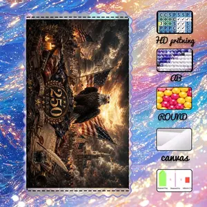 1pc-5D-DIY-Flocking-Cloth Diamond Painting Kit, optional AB-drill, Fairy Dust Drill, Crystal Drill - Eagle, Flags, Buildings - Diamond Embroidery, Special Craft Diamond Art Set, Wall Decor, Gift for Family, Lovers, Friends