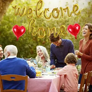 Welcome Home Balloons,Gold Cursive Welcome Home Foil Balloons Banner 16 Inch Welcome Home Party Decorations for Homecoming Party Decorations House Warming Party Family Gathering Supplies