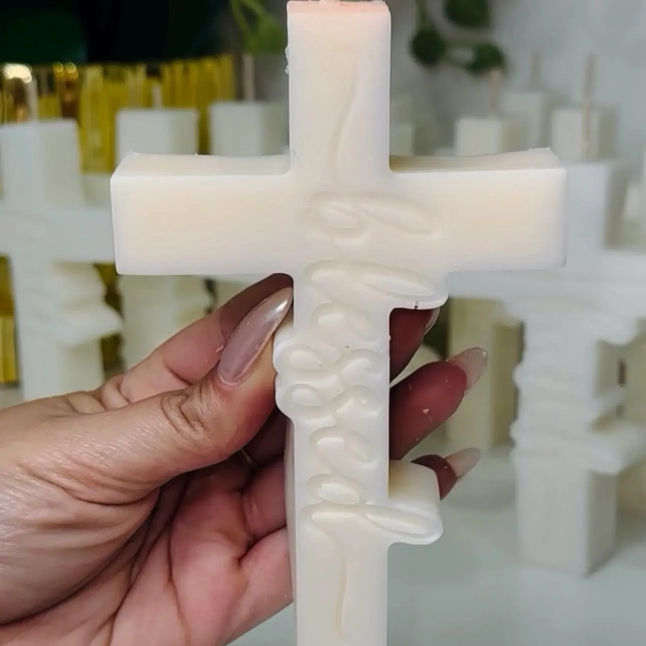 Handmade Cross Candles - Christian Gift, Baptism Party Favors, Baby Shower Supplies for Boys, Religious Decoration, Home Decor Item