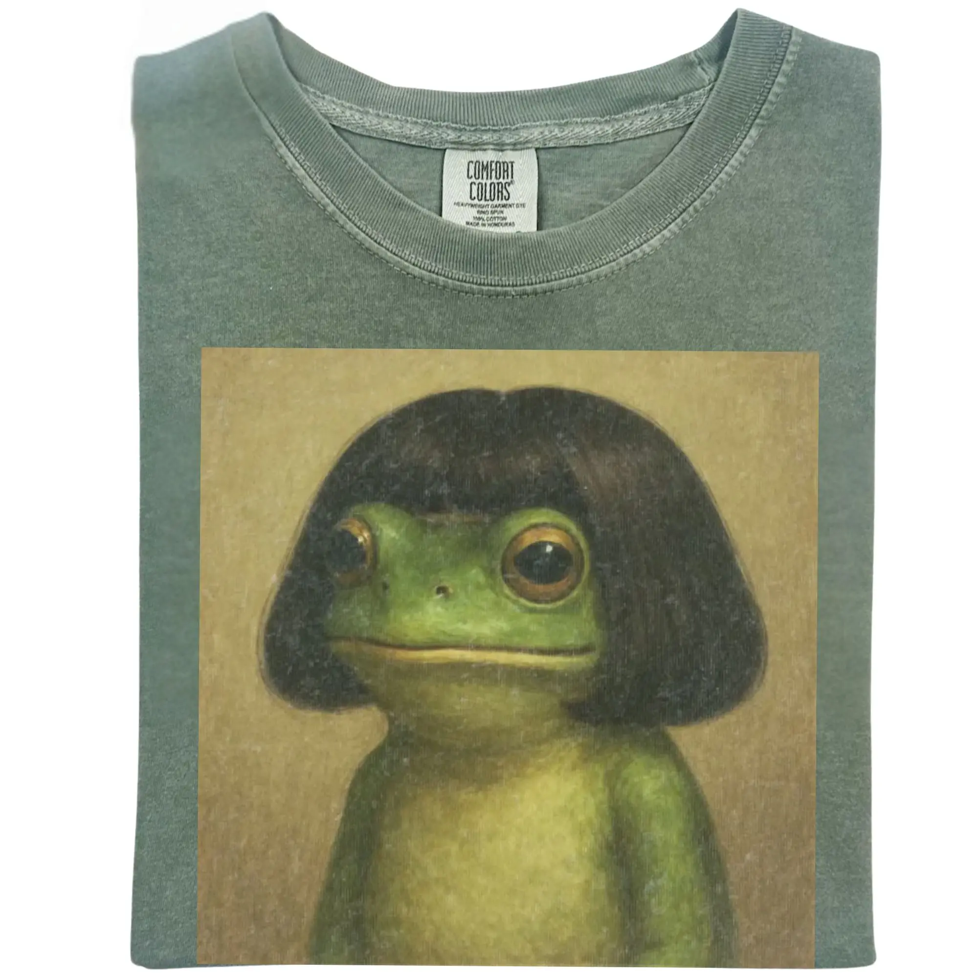 Comfort Colors Bob Haircut Frog Meme T-shirt, Vintage Cottagecore Animal Shirt, Funny Graphic Tee