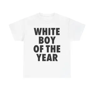 WHITE BOY OF THE YEAR SHIRT - Man Menswear Oversized Tshirt Streetwear Casual Classic Cotton Shortsleeve