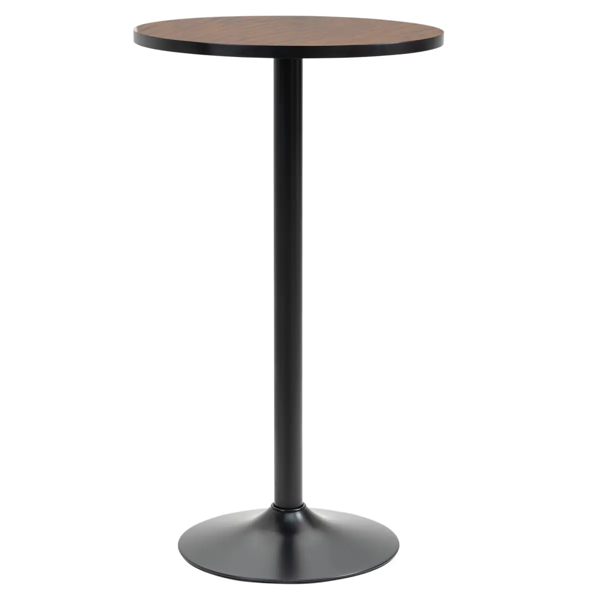 42" H Bar Height Round Bar Table, Rustic Industrial Pub Table, Elm Wood Top Bistro Table with Metal Base