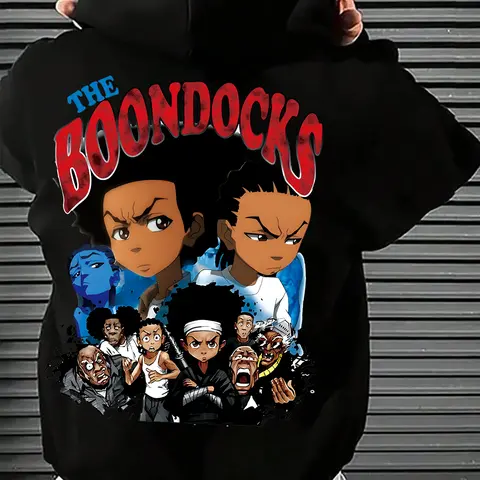 Autumn Winter Hooded Sweatshirt Unisex Hoodie Cartoon Print Pullover, Trendy Fashion Streetwear Hip Hop Casual Wear, Fitted H Type Silhouette