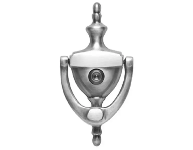BRASS Accents A07-K6551-619 Traditional Door Knocker 6 in. with Eyeviewer Satin Nickel