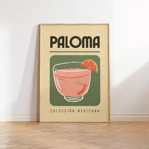 Paloma Coleccion Mexicana Poster, Bar Cart Wall Art, Vintage Mexico Cocktail Poster, Poster Prints No Framed, Gifts For Friend, Wall Art Decoration, Aesthetic Wall Decor, Gifts For Birthday