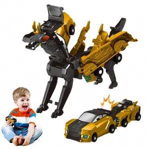 Golden Dinosaur Transforming Cars  Crash & Instantly Turn into Dinosaurs! 2-Car Duels Make Kids Obsessed, Super Fun! Boys & Girls All Enjoy Playing, Enhances Reaction Skills! Perfect Christmas Gift, Dream Toy Kids Adore!magnetic Transformer Car