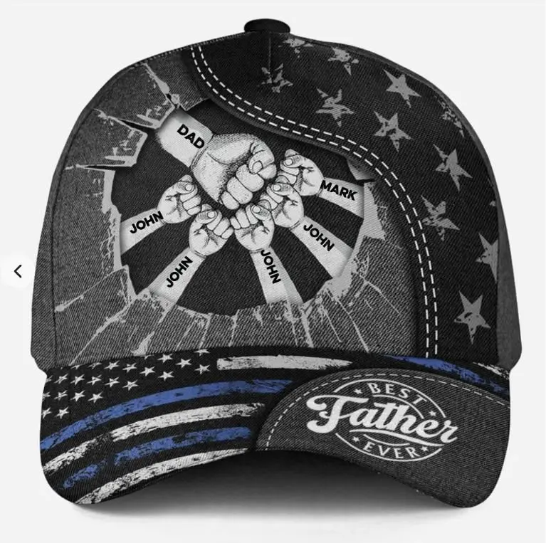 Father’s Day Custom Dad Hat – Classic Baseball Cap with Kid’s Name, Gift for Papa or Grandpa