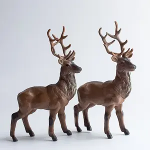 2 Piece Realistic Reindeer Model, Christmas Holiday Decorations, Desktop Teaching Ornament, Birthday Party Gift, Easter Halloween Gift, Animal Model