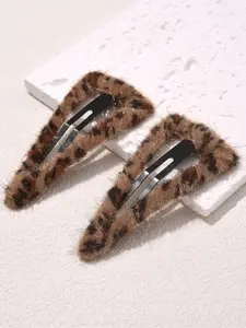 2pcs Women Leopard Pattern Star Decor Fashion Hair Clip for Daily Decoration Casual,Leopard Print Claw Clips Hair Claws Hair Barrettes, Hair Accerssories