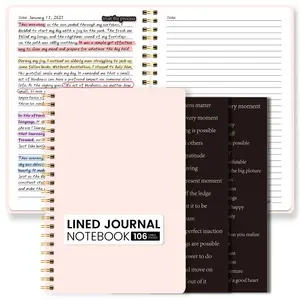 A5 Lined Journal Notebook with Motivational Stickers, Spiral Diary, 106 Pages Aesthetic Planner for Women, Work & Study