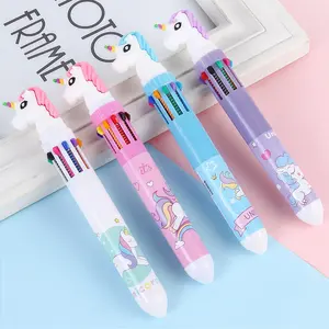 Random Color Cute Unicorn Design Gel Pen (10pcs/set), Creative Writing Pen, Stationery Supplies for Students & Office Workers