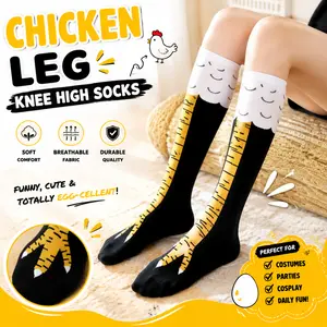 Funny Chicken Leg Socks for Women & Men – Knee High Novelty Socks, Cute Animal Cosplay Crew Socks, Soft Stretchy Gift Socks
