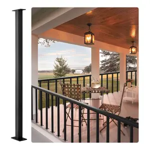 VEVOR Cable Railing Post, 36x 1.5x 1.5 Steel Level Deck Railing Post Without Holes, SUS304 Stainless Steel Cable Rail Post, Stair Handrail Post for DIY, 1-Pack, Black