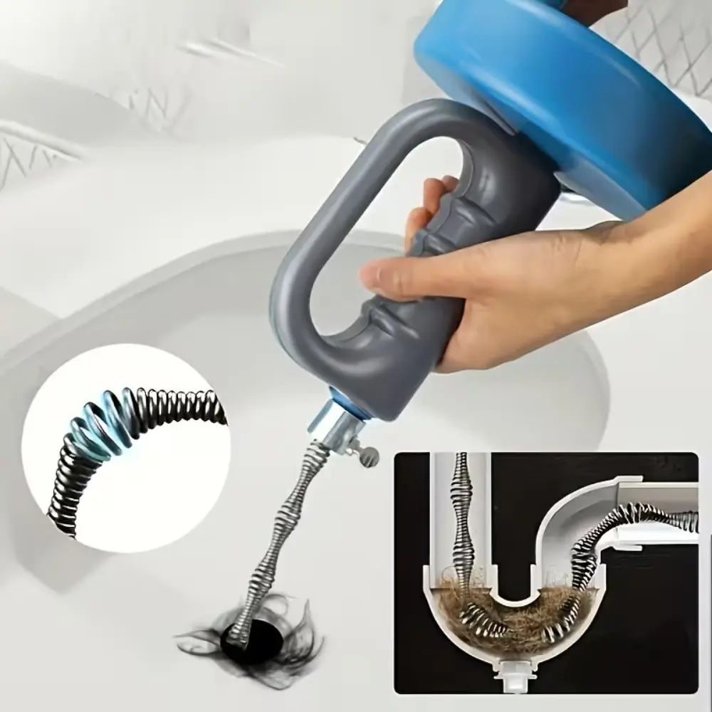 3/5Meters Long Kitchen Toilet Sewer Blockage Hand Tool Pipe Dredger Drains Dredge Powerful Pipe Dredging Drill-Powered Extendable Spring Cleaning Drain Auger Drain Clog Remover