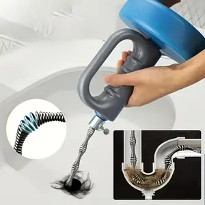 3/5Meters Long Kitchen Toilet Sewer Blockage Hand Tool Pipe Dredger Drains Dredge Drill-Powered Extendable Spring Cleaning Drain Auger