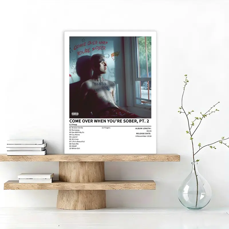 Lil Peep - Come Over When You're Sober, Pt. 2 - Canvas poster of the album cover, home decor, Decoration, bedroom/dorm birthday/Christmas gift, retro style, vintage design, Ideal for hip-hop fans, frameless, Canvas Prints