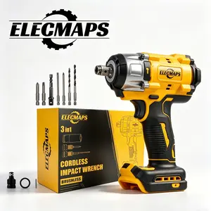 Electric cordless impact wrench with accessories, equipped with brushless motor, torque up to 430N, equipped with brushless motor, (without battery)