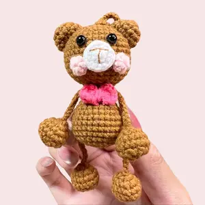 Handmade Amigurumi Crochet Brown Dangling-Leg Bear Plushie