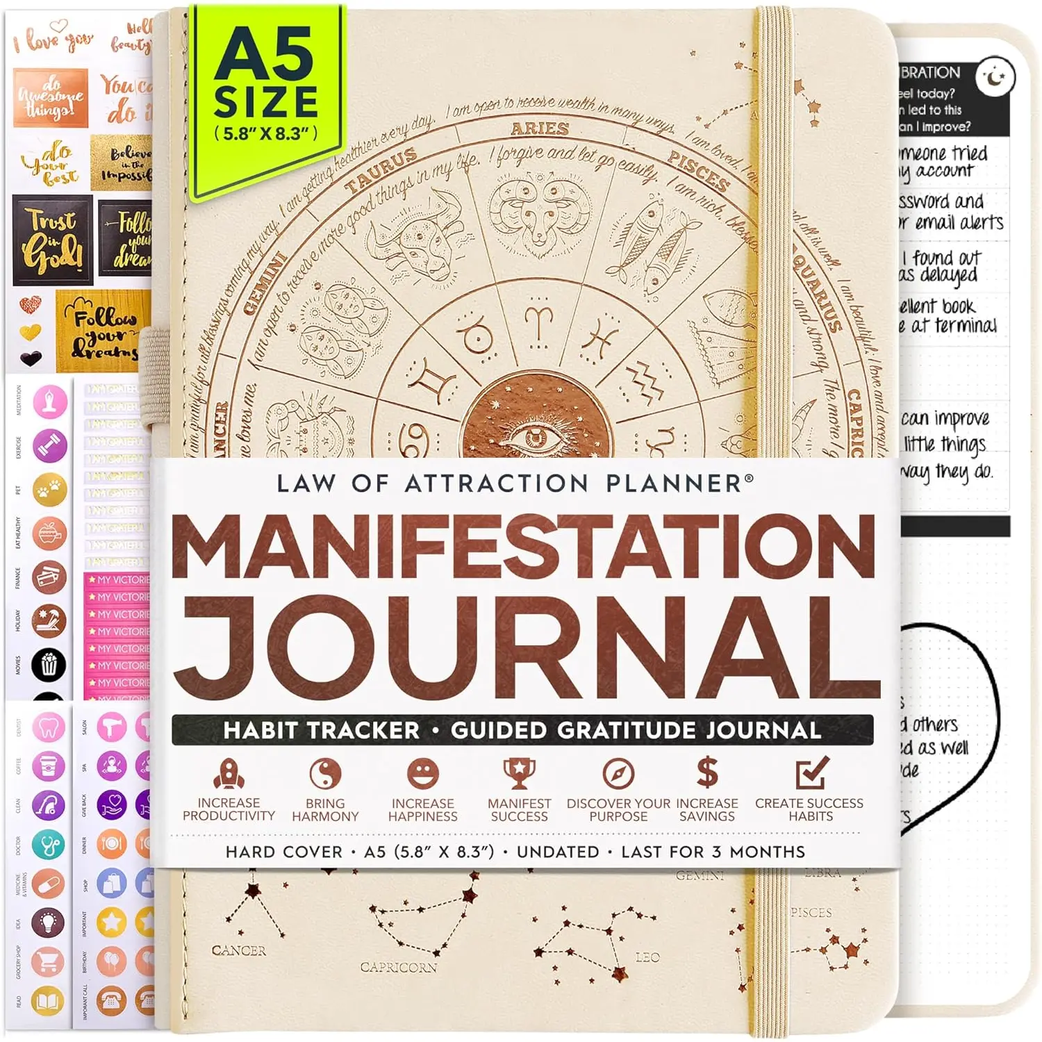 Daily Self Care and Manifestation Journal - a 5 Minute Journal, a 90 Day Planner Journey, Creating Your Dream Life, Vision Board, Guided Journal, & Personal Gratitude Journal - Undated Daily Planner FREEDOM MASTERY