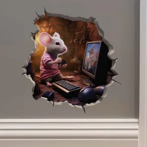 Video Gamer Mouse Hole Decal
