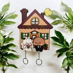 Bubu&Dudu Cute Keyhanger, Keychain, Key Holder, Home, Couple, New Married, Aesthetic Couple Keychain Hanger for New Home Gift, Anniversary