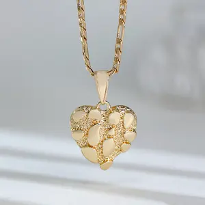 1pc Vintage Bohemian Hip Hop Pendant Necklace - Copper Irregular Nugget Heart Design Fahion Statement, All Season Wear, Daily & Vacation Accessory, No Stone Inlay, Unique Jewelry