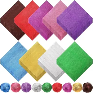 900 PCS Chocolate Candy Wrappers, 4x4 inches Foil Candy Wrappers for Caramels, 9 Colors Textured Square DIY Candies Packaging for Christmas, Easter, Thanksgiving, Party