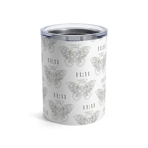 White Tumbler 10oz, Angel Number 1111 Change is Coming, Numerology Gift, Positive Energy Cup, Manifestation Gift, Law of Attraction Gift