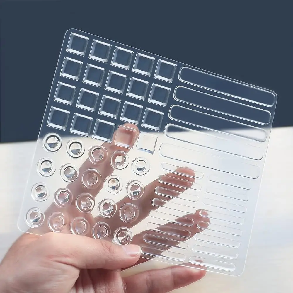 Cabinet Door Bumpers, 61 count Clear Soft Rubber Bumper Pads,  Self-Adhesive Cabinet Stoppers Multi-Shape Suitable for Different Furniture Sound Dampening Buffer Pads (1 Pack 4 Sizes, Clear)