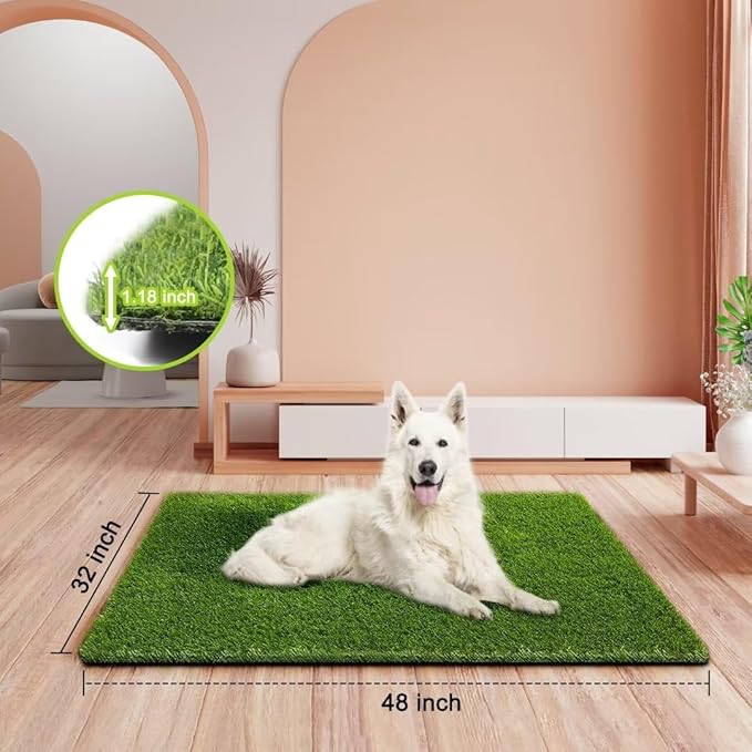 Professional Dog Grass Mat, Artificial Grass Turf, Large Outdoor Rug Patio Lawn Decoration, Easy to Clean with Drainage Holes (48x32 inch)