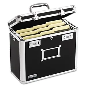 Vaultz  Locking File Tote Storage Box- Letter- 13-3/4 x 7-1/4 x 12-1/4- Black