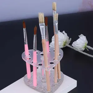 Acrylic Heart Nail Pen Holder, 12 Slot Non-Slip Waterproof , Light Therapy Pen Storage, Plastic Material