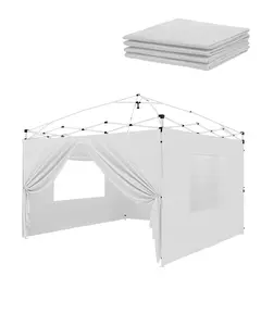[SIDE WALL &SAND BAG, NO LEG] White 10×10 Pop Up Canopy 4-Piece Waterproof Sidewall Set, 99% UV Block, Heavy-Duty Outdoor SunWall Panels, Easy Quick Replacement for Tent Shelter, 10X10ft, without Legs