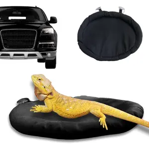 Bearded Dragon Bed Soft Mat with Suction Cup Bearded Dragon Sleep Cushion Washable for Travel Reptile Tank Accessories Small Animal Carrier for Lizard Leopard Gecko (Black)