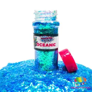 Hack’d™ The Glitter Guy Oceanic Chunky Glitter Blue Hexagonal Cuts 100mL Shaker Non-Toxic UV Resistant for Crafts DIY Projects