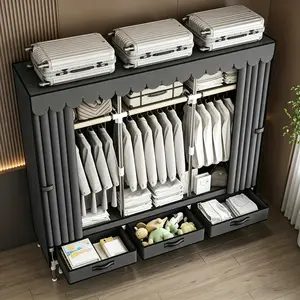 Wardrobe Closet,Portable Closet for Bedroom Steel Pipe Diameter 16mm Strong and Sturdy Portable Closets for Hanging Clothes with 3 Hanging rods, 6 Storage Shelves and 3 Drawers