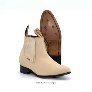 BOTINES CHARRROS LA BARCA PASO DE MULA NOBUCK PERLA LEATHER BOOT-500