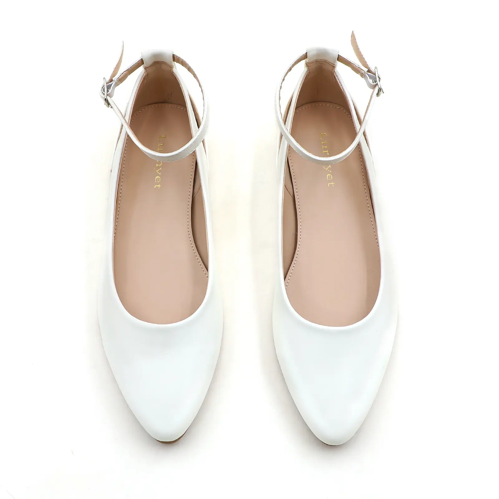 `Women's White Pointed Toe Ankle Strap Flats, Soft Faux Leather Buckle Dress Ballet Flats for Bridesmaid Wedding Office Daily` versatile shoe casual warm boot