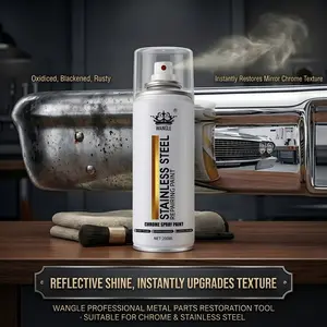 Car Chrome & Stainless Steel Restorer Spray Viral Metal Polishfor Instant Oxidation Repair, Rust Remover for Bumpers, Grilles& Exhaust, Long-Lasting Anti-Corrosion Shield