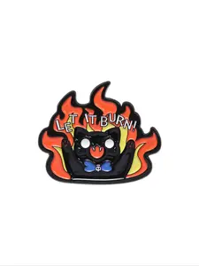 Let It Burn Design Brooch, Cute Cartoon Cat Brooch, Fashion Accessories for Men & Women, Trendy All-match & Exquisite Brooch for Birthday Gift, Jewelry