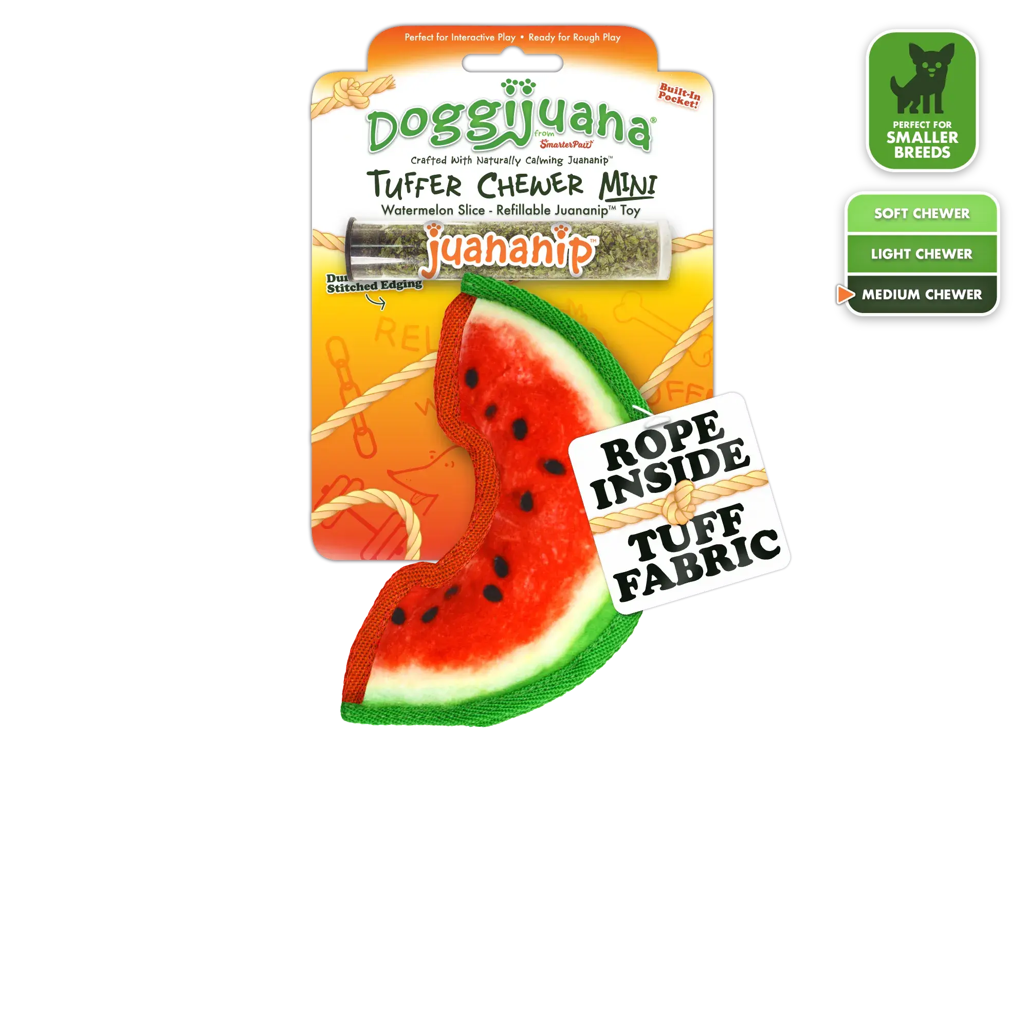 Doggijuana Tuffer Chewer Mini Refillable Watermelon Dog Toy