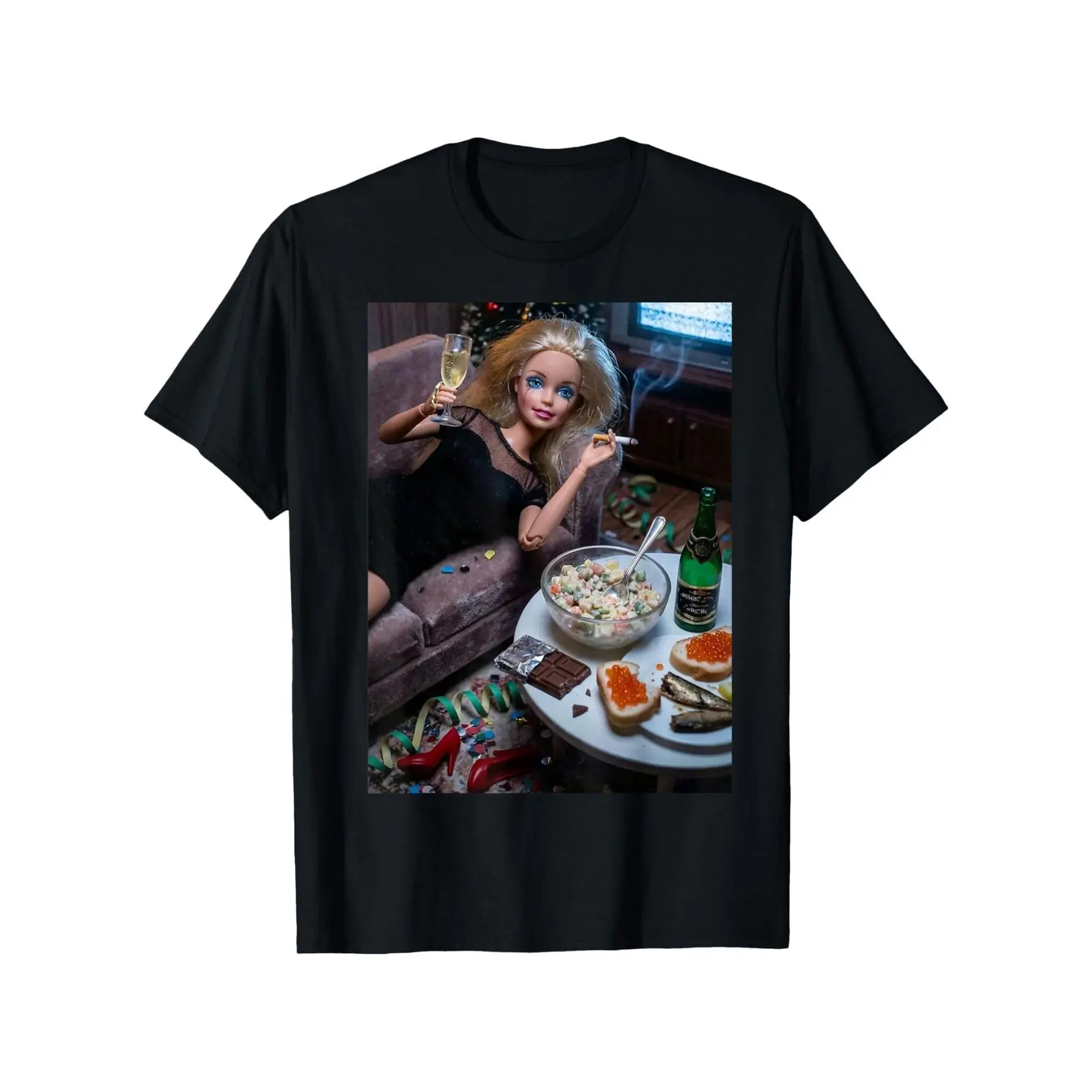 Funny Disgusting Doll Face Meme T-Shirt - Sarcastic Smoking Suitable for, Iconic Meme Print Loose unisexFit Round Neck Tee, Novelty Gift for Parties & Casual Wear