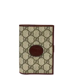 Pre-owned GUCCI Leather small leather goods Interlocking G Compact Wallet GG Supreme Monogram Calfskin Brown Burgundy (rg041926a0)