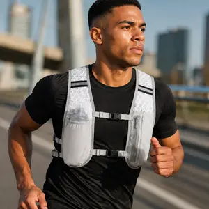 Lightweight Running Hydration Vest Backpack for Men & Women, Reflective Trail Running Chest Pack with Adjustable Straps, Breathable Mesh Fabric, Water Bottle Holder & Phone Pocket for Hiking Cycling Marathon